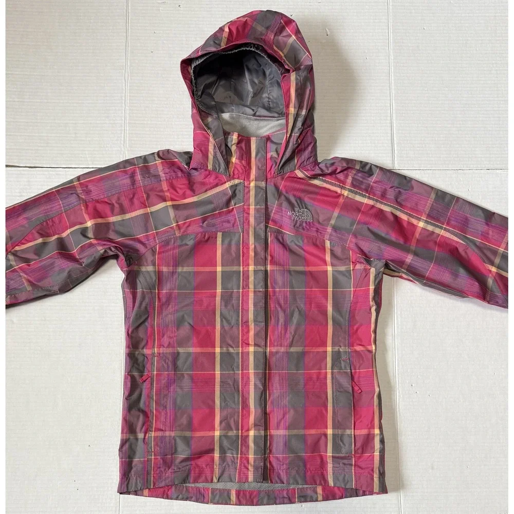 THE NORTH FACE Hyvent - Girls‎ Youth Plaid Hooded Rain Jacket - Large 14/16